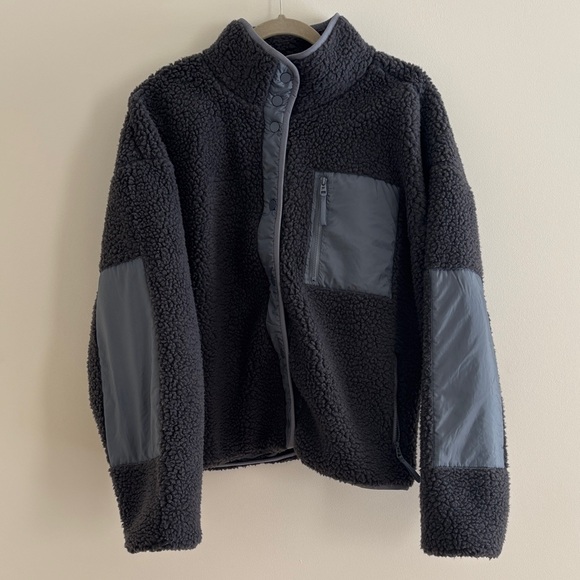 Fabletics Jackets & Blazers - Charcoal Sherpa Jacket with Gray Accents